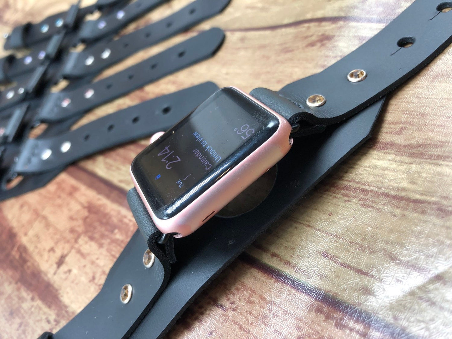 38/40/41mm Apple Watch Cuff | Highend Leather Watch Band with Crystal Accents